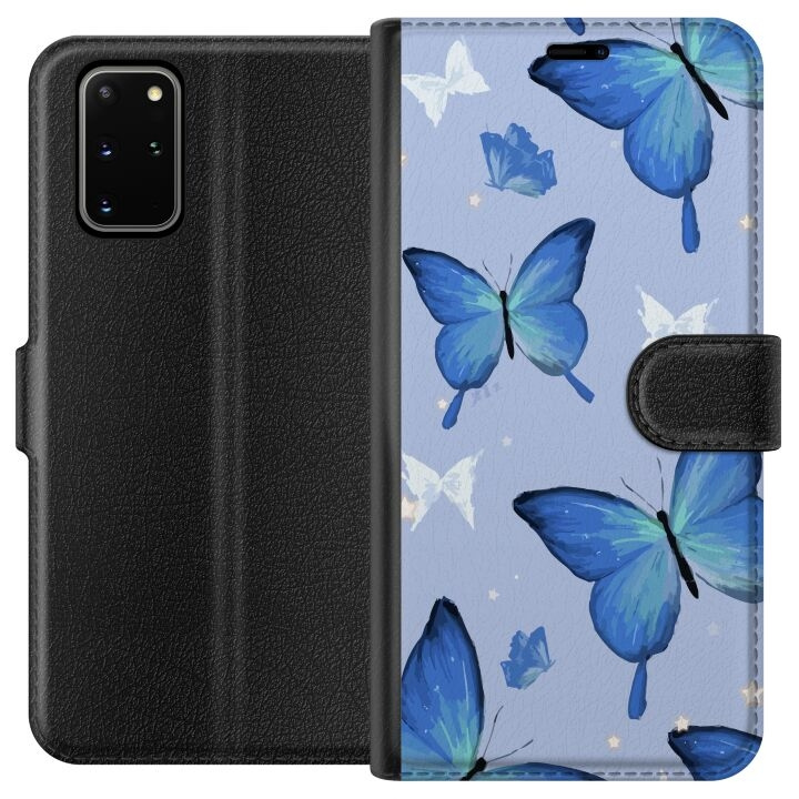 Tegnebogsetui til Samsung Galaxy S20+ med Blå sommerfugle motiv i gruppen SMARTPHONES & TABLETS / Mobil Beskyttelse / Samsung hos TP E-commerce Nordic AB (A62160)