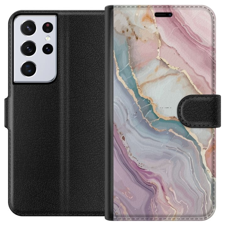 Tegnebogsetui til Samsung Galaxy S21 Ultra 5G med Marmor motiv i gruppen SMARTPHONES & TABLETS / Mobil Beskyttelse / Samsung hos TP E-commerce Nordic AB (A62436)