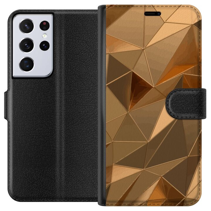 Tegnebogsetui til Samsung Galaxy S21 Ultra 5G med 3D Guld motiv i gruppen SMARTPHONES & TABLETS / Mobil Beskyttelse / Samsung hos TP E-commerce Nordic AB (A62438)