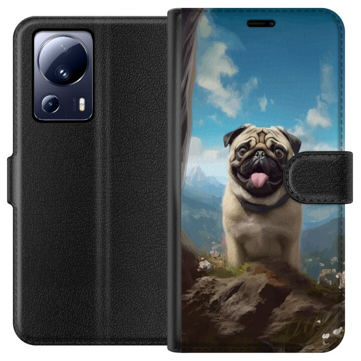 Tegnebogsetui til Xiaomi 13 Lite med Glad Hund motiv i gruppen SMARTPHONES & TABLETS / Mobil Beskyttelse / Xiaomi hos TP E-commerce Nordic AB (A64133)