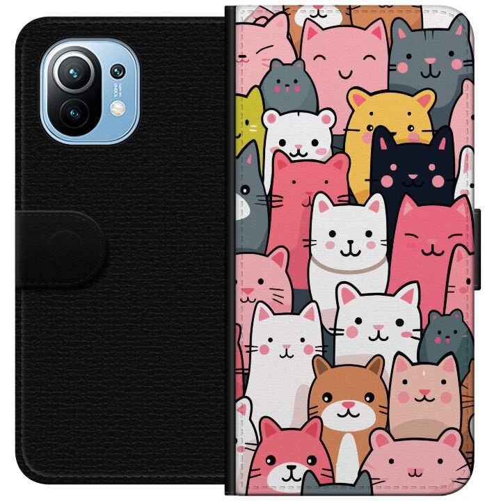 Tegnebogsetui til Xiaomi Mi 11 med Katte mønster motiv i gruppen SMARTPHONES & TABLETS / Mobil Beskyttelse / Xiaomi hos TP E-commerce Nordic AB (A64744)