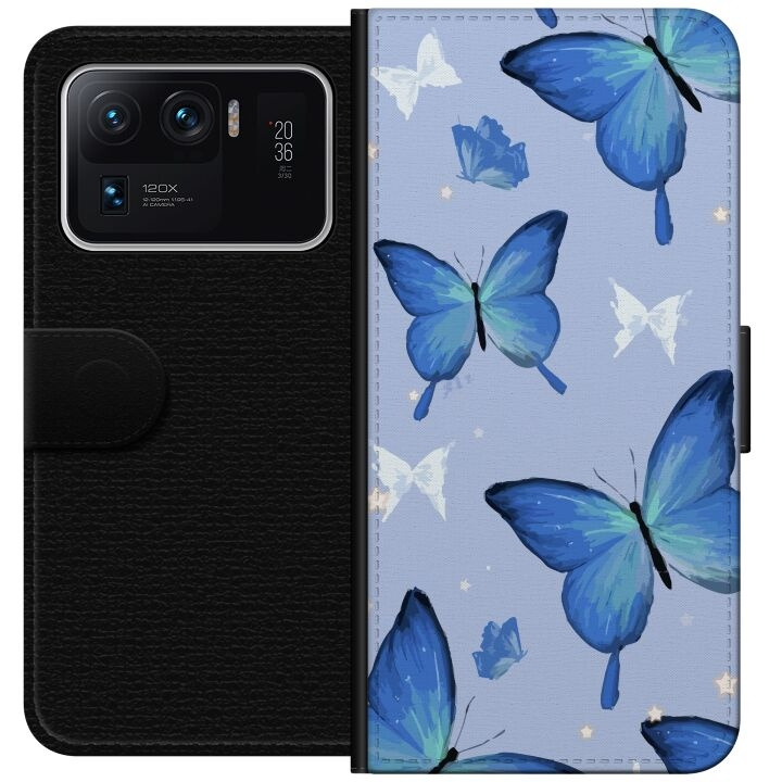 Tegnebogsetui til Xiaomi Mi 11 Ultra med Blå sommerfugle motiv i gruppen SMARTPHONES & TABLETS / Mobil Beskyttelse / Xiaomi hos TP E-commerce Nordic AB (A64968)
