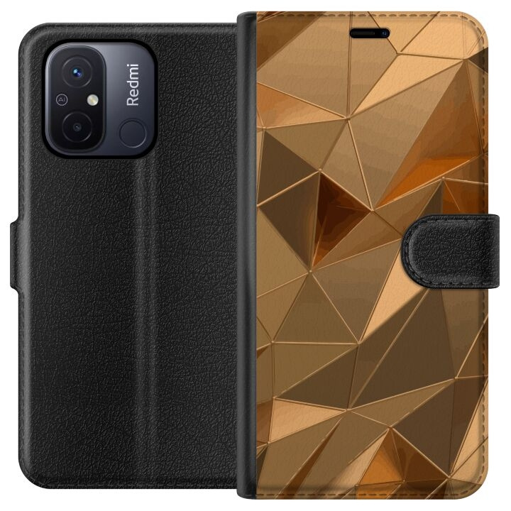 Tegnebogsetui til Xiaomi Redmi 12C med 3D Guld motiv i gruppen SMARTPHONES & TABLETS / Mobil Beskyttelse / Xiaomi hos TP E-commerce Nordic AB (A65570)