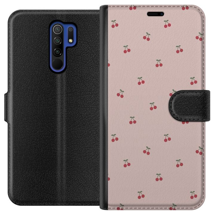 Tegnebogsetui til Xiaomi Redmi 9 med Kirsebær motiv i gruppen SMARTPHONES & TABLETS / Mobil Beskyttelse / Xiaomi hos TP E-commerce Nordic AB (A65634)