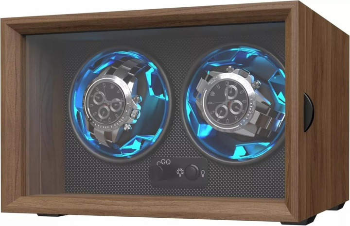 Watch winder för 2 klockor med LED-belysning och USB-strömförsörjning i gruppen HJEM, HUS & HAVE / Ure og tællere / Tilbehør hos TP E-commerce Nordic AB (A70011)