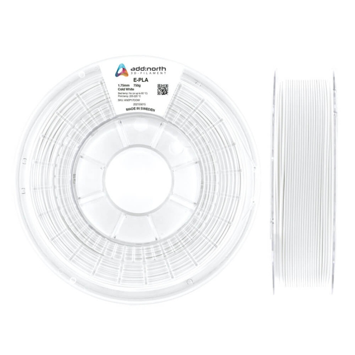 ADDNORTH Filament E-PLA 1.75mm 750g Kold Hvid i gruppen COMPUTERTILBEHØR / Printere og tilbehør / Printere / 3D-printere og tilbehør / Tillbehör hos TP E-commerce Nordic AB (C00062)