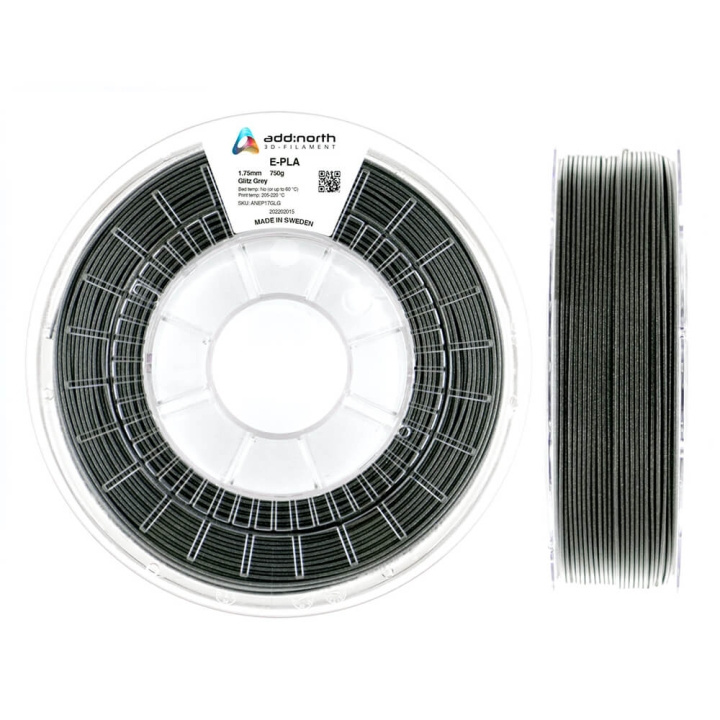 ADDNORTH Filament E-PLA 1.75mm 750g Glitz Grå i gruppen COMPUTERTILBEHØR / Printere og tilbehør / Printere / 3D-printere og tilbehør / Tillbehör hos TP E-commerce Nordic AB (C00063)