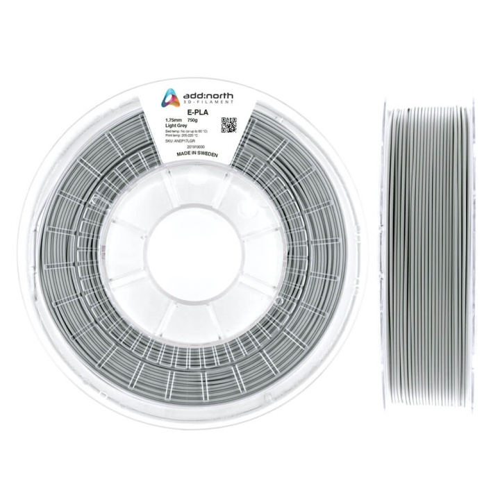 ADDNORTH Filament E-PLA 1.75mm 750g Lysegrå i gruppen COMPUTERTILBEHØR / Printere og tilbehør / Printere / 3D-printere og tilbehør / Tillbehör hos TP E-commerce Nordic AB (C00095)