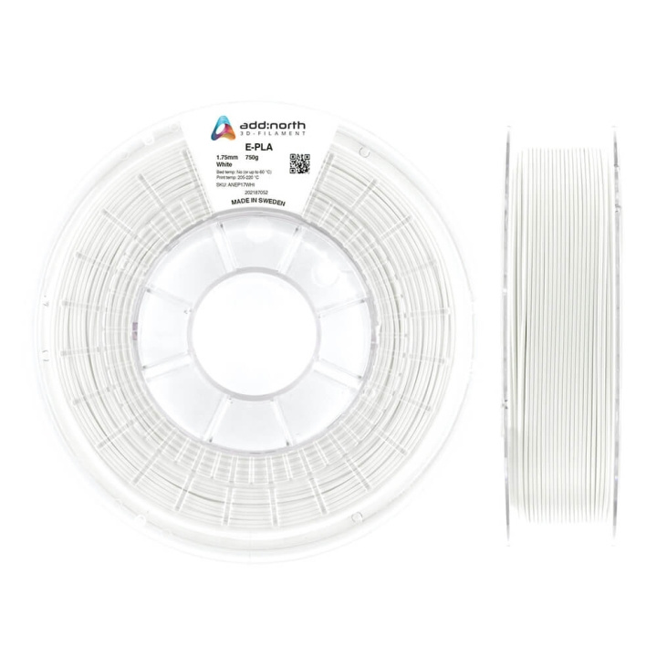 ADDNORTH Filament E-PLA 1.75mm 750g Hvid i gruppen COMPUTERTILBEHØR / Printere og tilbehør / Printere / 3D-printere og tilbehør / Tillbehör hos TP E-commerce Nordic AB (C00103)