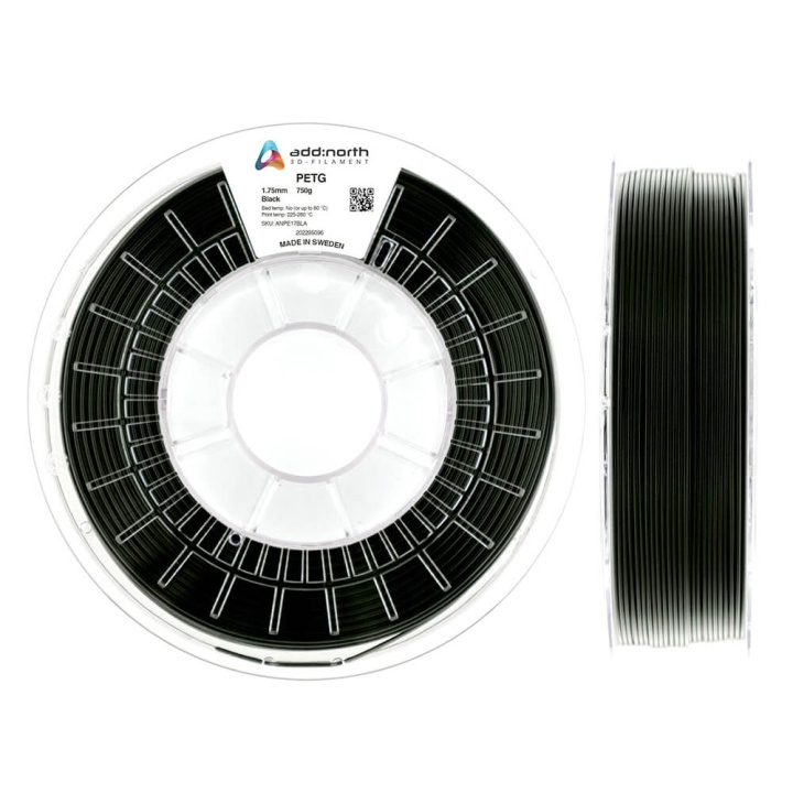 ADDNORTH Filament PETG 1.75mm 750g Sort i gruppen COMPUTERTILBEHØR / Printere og tilbehør / Printere / 3D-printere og tilbehør / Tillbehör hos TP E-commerce Nordic AB (C00112)