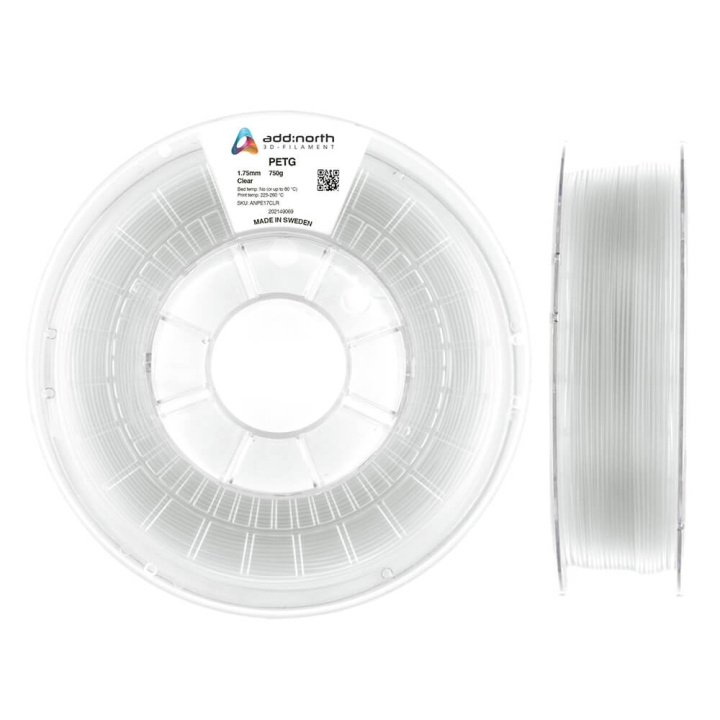 ADDNORTH Filament PETG 1.75mm 750g Transparent i gruppen COMPUTERTILBEHØR / Printere og tilbehør / Printere / 3D-printere og tilbehør / Tillbehör hos TP E-commerce Nordic AB (C00113)