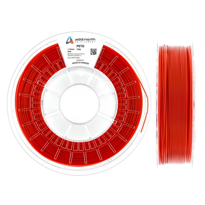 ADDNORTH Filament PETG 1.75mm 750g Rød i gruppen COMPUTERTILBEHØR / Printere og tilbehør / Printere / 3D-printere og tilbehør / Tillbehör hos TP E-commerce Nordic AB (C00120)