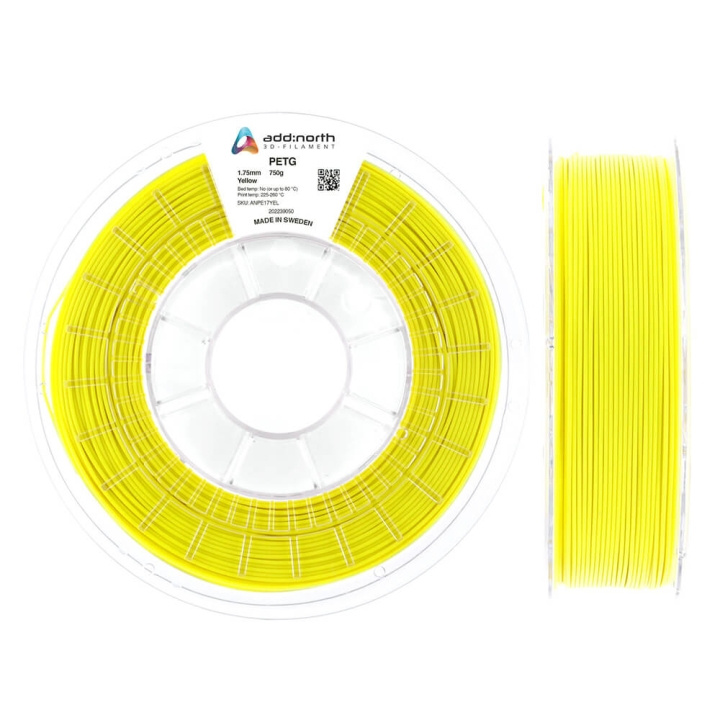 ADDNORTH Filament PETG 1.75mm 750g Gul i gruppen COMPUTERTILBEHØR / Printere og tilbehør / Printere / 3D-printere og tilbehør / Tillbehör hos TP E-commerce Nordic AB (C00123)