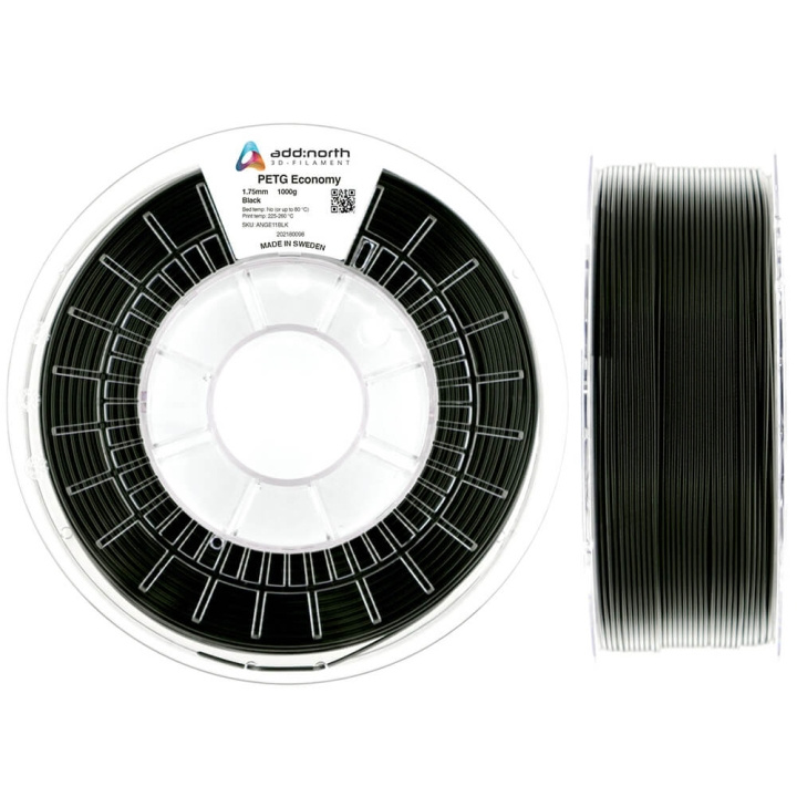 ADDNORTH Filament PETG Economy 1.75mm 1000g Sort i gruppen COMPUTERTILBEHØR / Printere og tilbehør / Printere / 3D-printere og tilbehør / Tillbehör hos TP E-commerce Nordic AB (C00126)