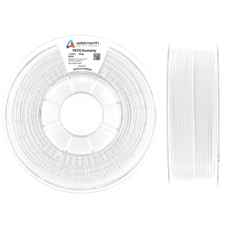 ADDNORTH Filament PETG Economy 1.75mm 1000g Hvid i gruppen COMPUTERTILBEHØR / Printere og tilbehør / Printere / 3D-printere og tilbehør / Tillbehör hos TP E-commerce Nordic AB (C00128)