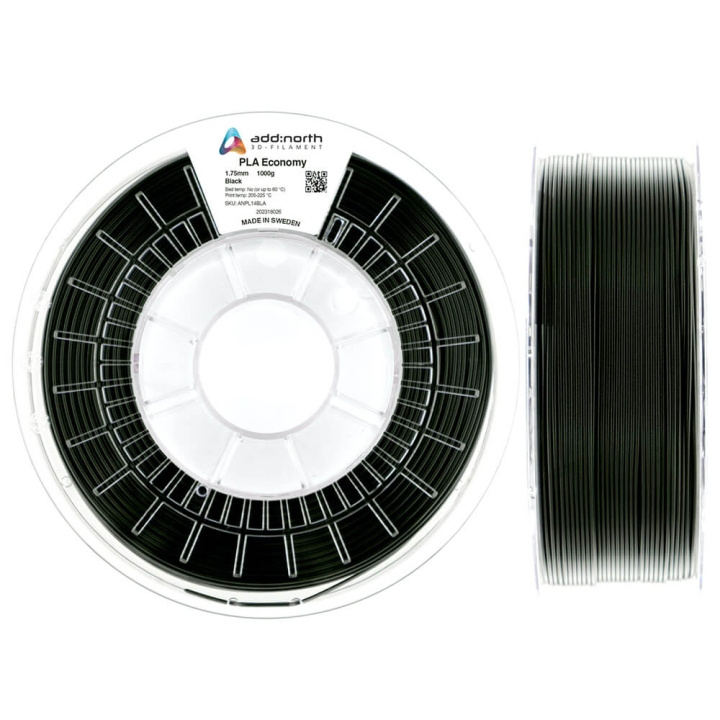 ADDNORTH Filament PLA Economy 1.75mm 1000g Sort i gruppen COMPUTERTILBEHØR / Printere og tilbehør / Printere / 3D-printere og tilbehør / Tillbehör hos TP E-commerce Nordic AB (C00129)