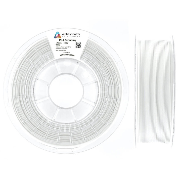 ADDNORTH Filament PLA Economy 1.75mm 1000g Hvid i gruppen COMPUTERTILBEHØR / Printere og tilbehør / Printere / 3D-printere og tilbehør / Tillbehör hos TP E-commerce Nordic AB (C00131)