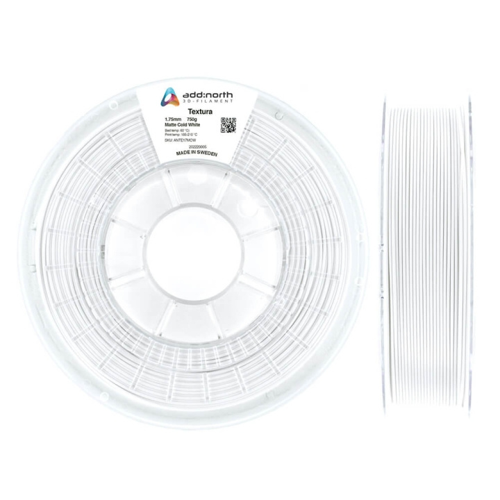 ADDNORTH Filament Textura 1.75mm 750g Kold Hvid i gruppen COMPUTERTILBEHØR / Printere og tilbehør / Printere / 3D-printere og tilbehør / Tillbehör hos TP E-commerce Nordic AB (C00134)