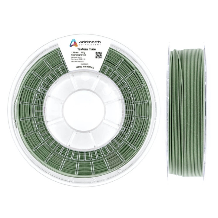 ADDNORTH Filament Textura Flare 1.75mm 750g Sparkling Grøn i gruppen COMPUTERTILBEHØR / Printere og tilbehør / Printere / 3D-printere og tilbehør / Tillbehör hos TP E-commerce Nordic AB (C00139)
