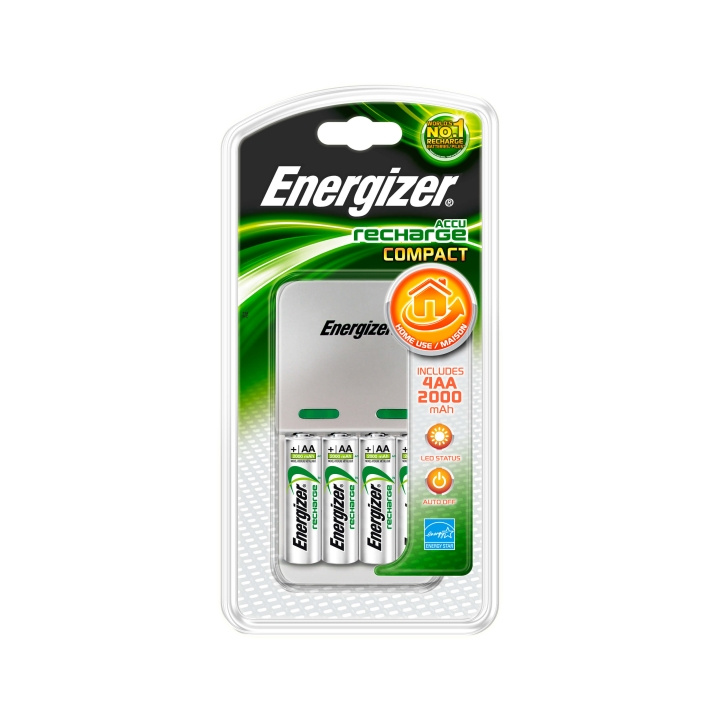 ENERGIZER Lader Compact M/4 AA 2000 mAh Batterier i gruppen HJEMMEELEKTRONIK / Batterier og opladere / Batterioplader hos TP E-commerce Nordic AB (C00504)