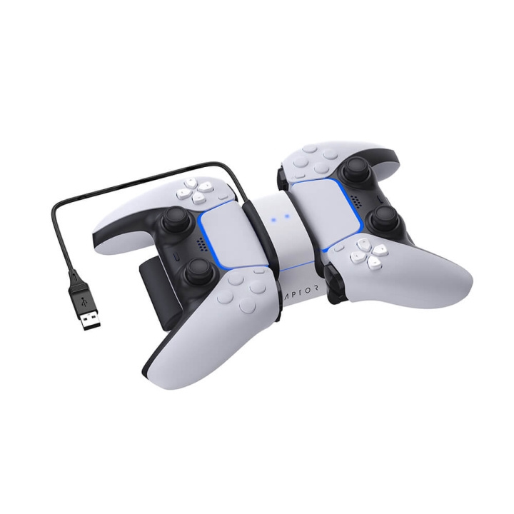 RAPTOR Lader til Controller Dual PS5 i gruppen HJEMMEELEKTRONIK / Spilkonsoller og tilbehør / Sony PlayStation 5 / Tilbehør hos TP E-commerce Nordic AB (C00838)