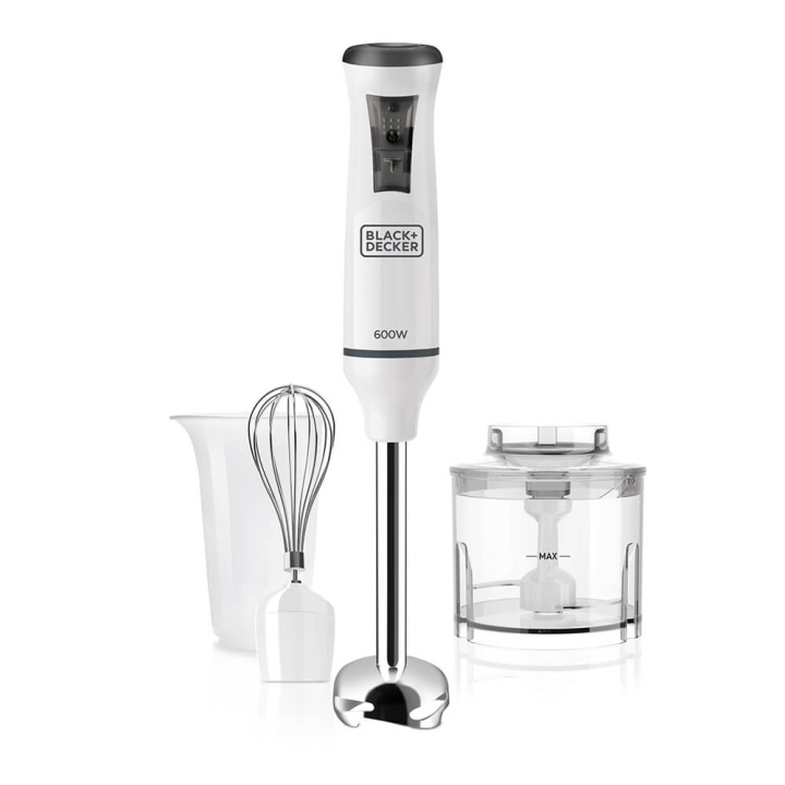 BLACK+DECKER Stavmixer Med Tilbehør 600W Hvid i gruppen HJEM, HUS & HAVE / Husholdningsapparater / Foodprocessor og køkkenassistenter / Stavblender hos TP E-commerce Nordic AB (C01483)