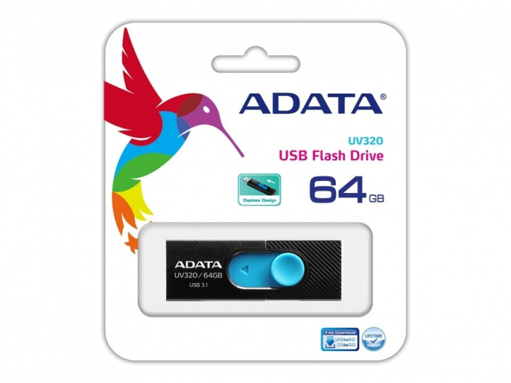 ADATA UV320 64GB Black/Blue USB3.1 i gruppen HJEMMEELEKTRONIK / Lagringsmedier / USB-flash drev / USB 3.1 hos TP E-commerce Nordic AB (C02533)