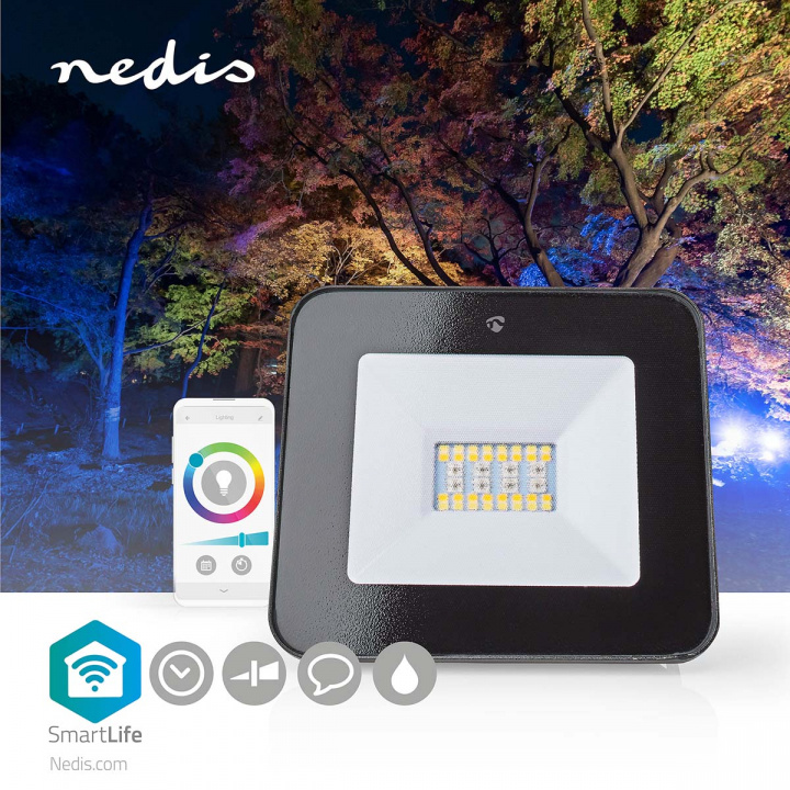 Nedis Smartlife udendørs lys | 1600 lm | Wi-Fi | 20 W | RGB / Varm til kølig hvid | 2700 - 6500 K | Aluminium | Android™ / IOS i gruppen HJEM, HUS & HAVE / Smart hjem / Smart belysning hos TP E-commerce Nordic AB (C03295)