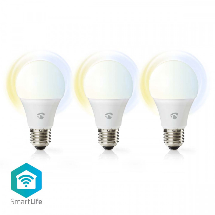 Nedis SmartLife LED-Pære | Wi-Fi | E27 | 806 lm | 9 W | Varm til kølig hvid | 2700 - 6500 K | Android™ / IOS | Pære | 3 stk i gruppen HJEM, HUS & HAVE / Smart hjem / Smart belysning hos TP E-commerce Nordic AB (C03303)