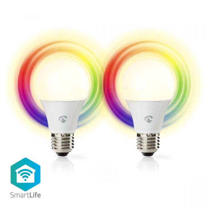 Nedis SmartLife Fuld Farve Pære | Wi-Fi | E27 | 806 lm | 9 W | RGB / Varm til kølig hvid | 2700 - 6500 K | Android™ / IOS | Pære | 2 stk i gruppen HJEM, HUS & HAVE / Smart hjem / Smart belysning hos TP E-commerce Nordic AB (C03307)