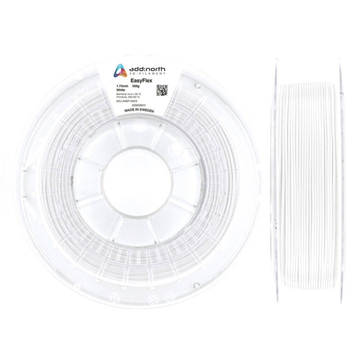 ADDNORTH Filament EasyFlex 1.75mm 500g Hvid i gruppen COMPUTERTILBEHØR / Printere og tilbehør / Printere / 3D-printere og tilbehør / Tillbehör hos TP E-commerce Nordic AB (C03750)