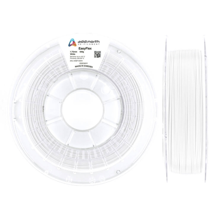 ADDNORTH Filament EasyFlex 1.75mm 500g Hvid i gruppen COMPUTERTILBEHØR / Printere og tilbehør / Printere / 3D-printere og tilbehør / Tillbehör hos TP E-commerce Nordic AB (C03750)