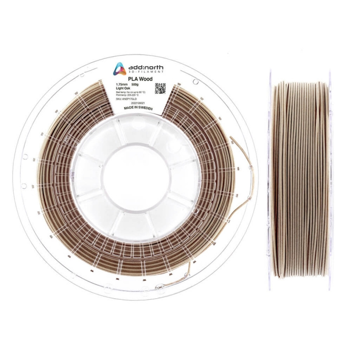 ADDNORTH Filament PLA Wood 1.75mm 500g Lys Eg i gruppen COMPUTERTILBEHØR / Printere og tilbehør / Printere / 3D-printere og tilbehør / Tillbehör hos TP E-commerce Nordic AB (C03751)