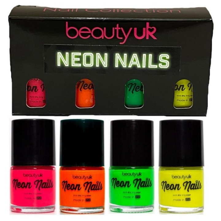 Beauty UK Neon Nail Polish Set 1 4x9ml i gruppen SKØNHED & HELSE / Manicure / pedicure / Neglelak hos TP E-commerce Nordic AB (C04139)