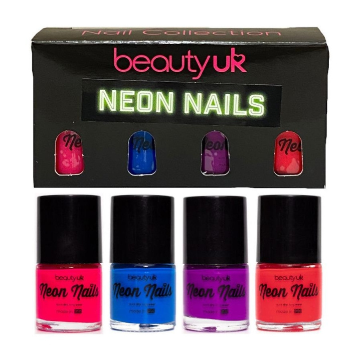 Beauty UK Neon Nail Polish Set 2 4x9ml i gruppen SKØNHED & HELSE / Manicure / pedicure / Neglelak hos TP E-commerce Nordic AB (C04140)