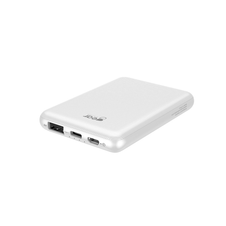 GEAR Powerbank 5000mAh LiPolymer Ultracompact 2A 1xUSB-C 2xUSB-A 1xMicroUSB Hvid i gruppen SMARTPHONES & TABLETS / Opladere og kabler / Powerbanks hos TP E-commerce Nordic AB (C04448)