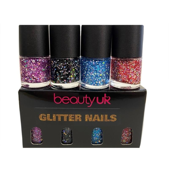 Beauty UK Glitter Nails Polish Set 4x9ml i gruppen SKØNHED & HELSE / Manicure / pedicure / Neglelak hos TP E-commerce Nordic AB (C04546)