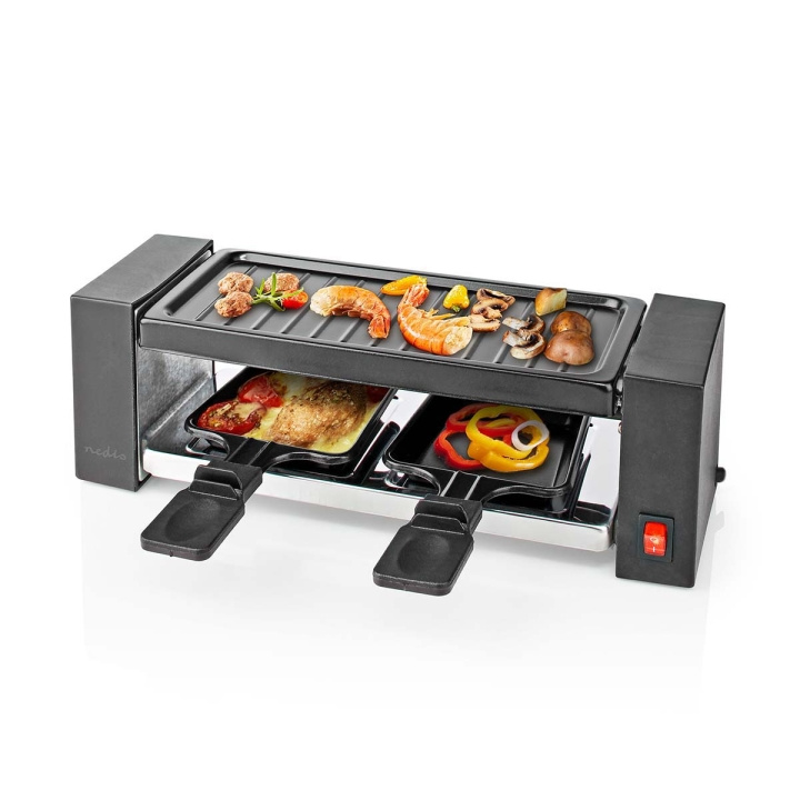 Nedis Gourmet / Raclette | Grill | 2 Personer | Spatel | Non-stick belægning | Rektangel i gruppen HJEM, HUS & HAVE / Husholdningsapparater / Brødristere & Sandwich Makers / Bordgrill & Raclette hos TP E-commerce Nordic AB (C04614)