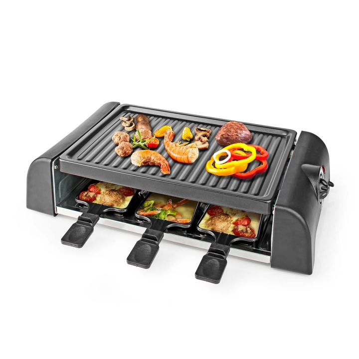 Nedis Gourmet / Raclette | Grill | 6 Personer | Spatel | Indstilling af temperatur | Non-stick belægning | Rektangel i gruppen HJEM, HUS & HAVE / Husholdningsapparater / Brødristere & Sandwich Makers / Bordgrill & Raclette hos TP E-commerce Nordic AB (C04615)