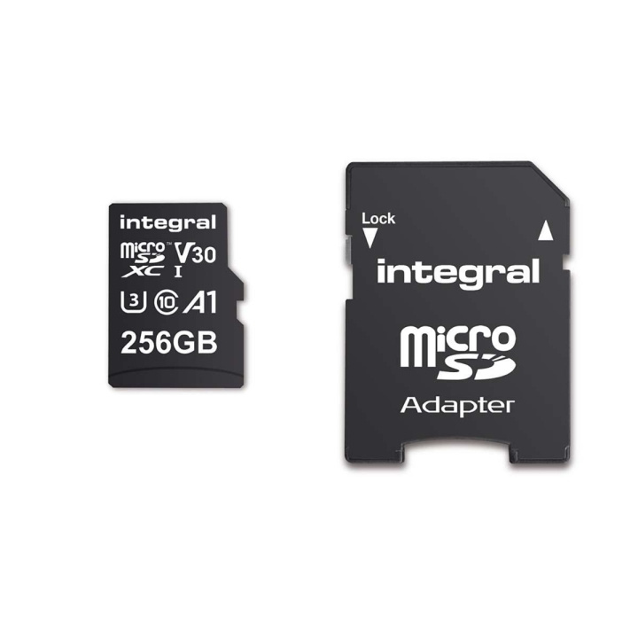 INTEGRAL 256 GB højhastigheds microSDHC/XC V30 UHS-I U3 hukommelseskort i gruppen HJEMMEELEKTRONIK / Lagringsmedier / Hukommelseskort / MicroSD/HC/XC hos TP E-commerce Nordic AB (C04786)