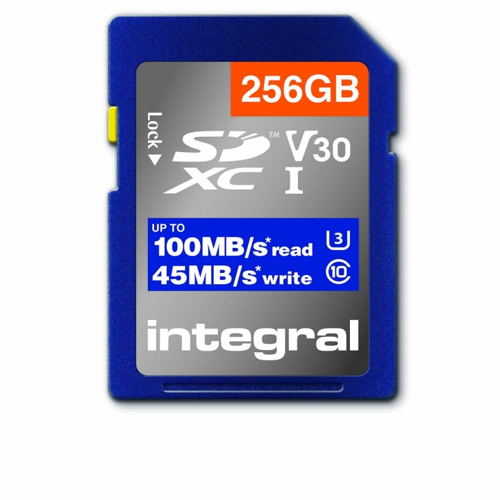 INTEGRAL High Speed SDHC/XC V30 UHS-I U3 256GB SD-hukommelseskort i gruppen HJEMMEELEKTRONIK / Lagringsmedier / Hukommelseskort / SD/SDHC/SDXC hos TP E-commerce Nordic AB (C04788)