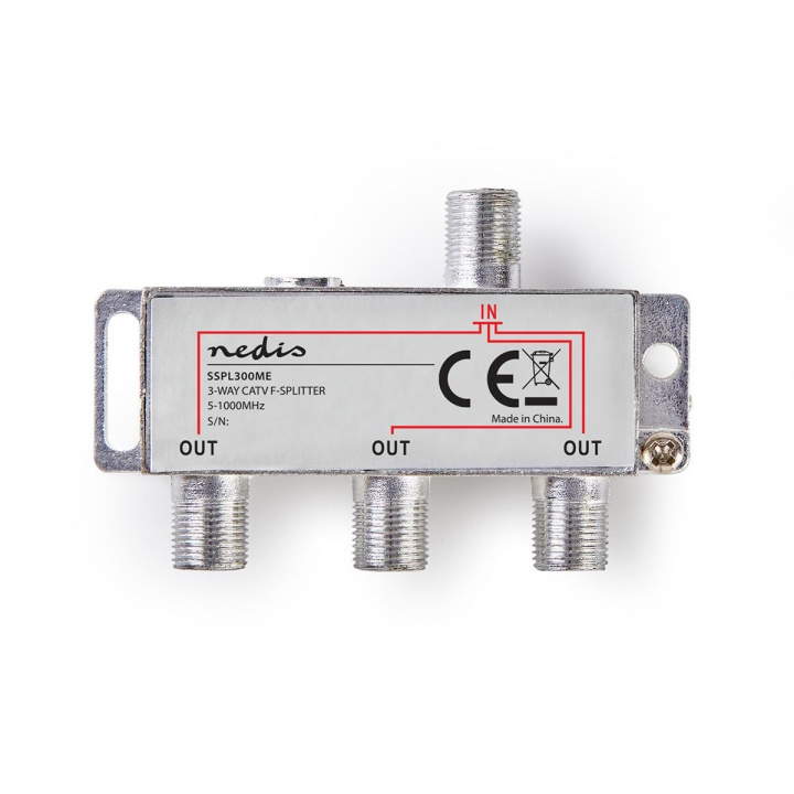 Nedis CATV Splitter | 5 - 1000 MHz | Tab af indsættelse: 6.8 dB | Antal output: 3 | 75 Ohm | Zinc Alloy i gruppen HJEMMEELEKTRONIK / Lyd & billede / Tv og tilbehør / Antenner og tilbehør hos TP E-commerce Nordic AB (C05237)