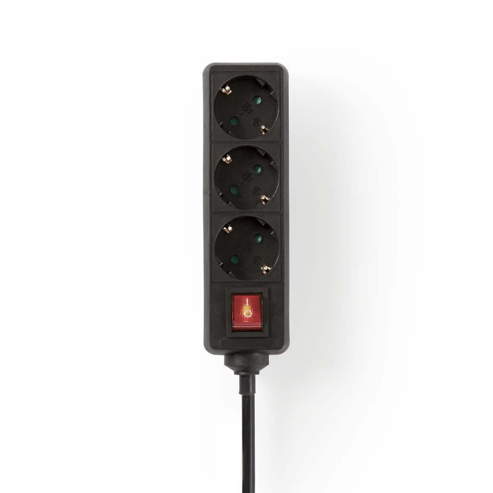 Nedis Udvidelse Socket | Stikprop med sidebens jord / Type F (CEE 7/7) | 3-vejs | 1.50 m | 3680 W | 16 A | Slags jordforbindelse: Sidekontakter | 230 V AC 50/60 Hz | Kontakt Vinkel: 45 ° | H05VV-F 3G1.5mm² | Indbygget on/off-knap (tænd/sluk) | Sort i gruppen HJEM, HUS & HAVE / Elektricitet & Belysning / Stikdåse hos TP E-commerce Nordic AB (C06105)