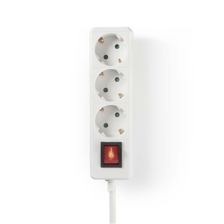 Nedis Udvidelse Socket | Stikprop med sidebens jord / Type F (CEE 7/7) | 3-vejs | 1.50 m | 3680 W | 16 A | Slags jordforbindelse: Sidekontakter | 230 V AC 50/60 Hz | Kontakt Vinkel: 45 ° | H05VV-F 3G1.5mm² | Indbygget on/off-knap (tænd/sluk) | Hvid i gruppen HJEM, HUS & HAVE / Elektricitet & Belysning / Stikdåse hos TP E-commerce Nordic AB (C06106)