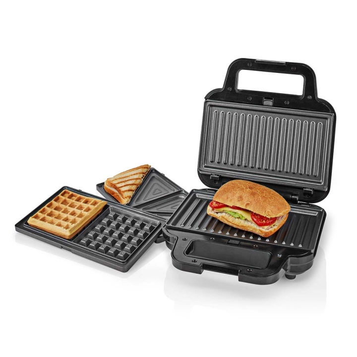 Nedis Multi Grill | Grill / Sandwich / Waffle | 700 W | 22 x 12.5 cm | Automatisk temperaturregulering | Plastik / Rustfri Stål i gruppen HJEM, HUS & HAVE / Husholdningsapparater / Brødristere & Sandwich Makers / Brødristere hos TP E-commerce Nordic AB (C06456)