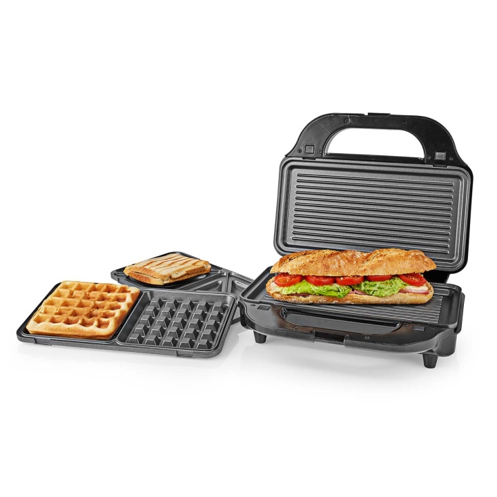 Nedis Multi Grill | Grill / Sandwich / Waffle | 900 W | 28 x 15 cm | Automatisk temperaturregulering | Plastik / Rustfri Stål i gruppen HJEM, HUS & HAVE / Husholdningsapparater / Brødristere & Sandwich Makers / Brødristere hos TP E-commerce Nordic AB (C06457)