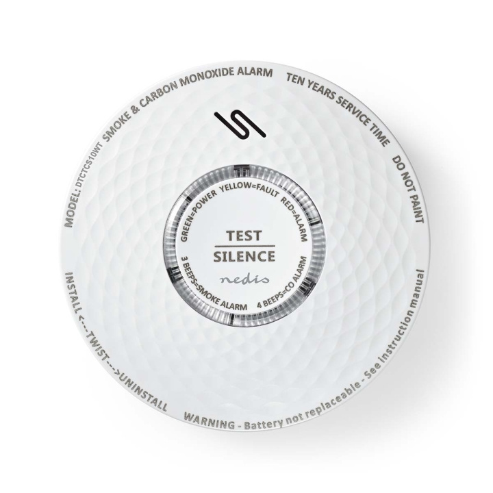 Nedis Smoke & kuliltealarm | Batteri | Batteri levetid op til: 10 År | EN 14604 | Med testknap | 85 dB | ABS | Hvid i gruppen HJEM, HUS & HAVE / Alarm, Sikkerhed & Overvågning / Brand, røg, gas / Røgalarmer hos TP E-commerce Nordic AB (C06567)