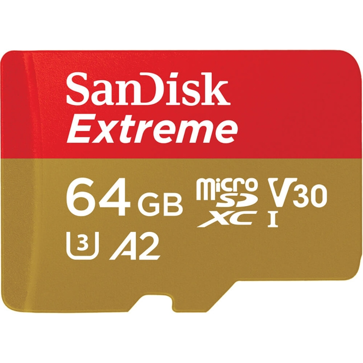 SANDISK MicroSDXC Extreme 64GB 170MB/s A2 C10 V30 UHS-I U3 i gruppen HJEMMEELEKTRONIK / Lagringsmedier / Hukommelseskort / MicroSD/HC/XC hos TP E-commerce Nordic AB (C06648)