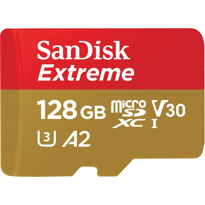 SANDISK MicroSDXC Extreme 128GB 190MB/s A2 C10 V30 UHS-I U3 i gruppen HJEMMEELEKTRONIK / Lagringsmedier / Hukommelseskort / MicroSD/HC/XC hos TP E-commerce Nordic AB (C06649)