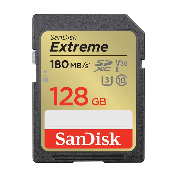 SanDisk SDXC Extreme 128GB 180MB/s UHS-I C10 V30 U3 i gruppen HJEMMEELEKTRONIK / Lagringsmedier / Hukommelseskort / SD/SDHC/SDXC hos TP E-commerce Nordic AB (C06651)